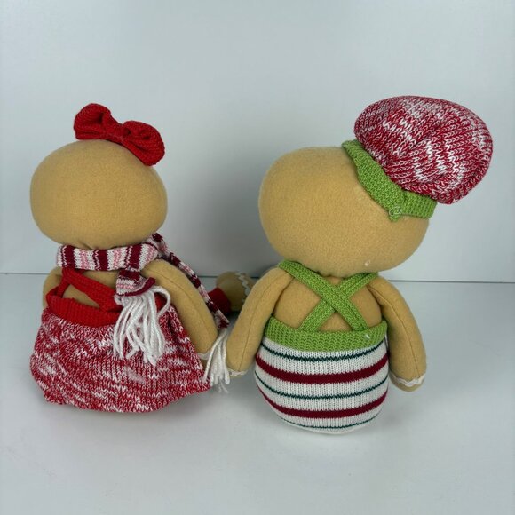 Set Of 2 Plush Gingerbread Large Shelf Sitters Mantel Weighted Dolls Holiday 17” - Picture 3 of 6
